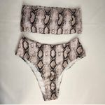 Omkagi  Women's 2 Pieces Bandeau Bikini Swimsuits Off Shoulder High Waist Bathing Suit High Cut Photo 0