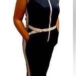 Uniq New Women's Black & White Collared 90s Style Jumpsuit With Pockets & Belt Size M Photo 0