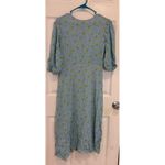 Faithfull the Brand Floral Midi Dress Ruffle Sleeve Blue Yellow M Photo 1