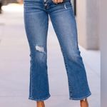 RISEN women’s size 7/28 button fly jeans favorite day mid rise cropped flare Blue Photo 1