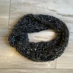 Handmade Hand-knit Gray and Black Beaded Loop Twist Continuous Circular Scarf, one size Photo 1