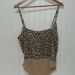 WAYF  Cheetah V-neck ribbed Bodysuit Photo 2