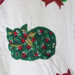 Victoria Jones Vintage 90s  Beaded Appliqué Cat Christmas 3/4 Sleeve Shirt Top Photo 4