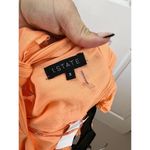 1. State  Orange Puff Sleeves Linen Blend Tiered Skirt Open Tie Back Dress Sz S Photo 6