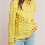 Anthropologie  James‎ Coviello Burnham Eyelet Lace Top Yellow Size Small Photo 1