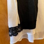 Chico's  Cardigan Size 1 Black White Madison Long Sleeve Mixed Fabric Lace NWT Photo 2