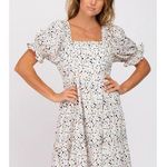 JODIFL Large L Print Dress Smocked Puffed Sleeves Square Neck Tiered Skirt JODIFIL Photo 0