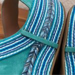 Stuart Weitzman Single Island Embellished Rope Turquoise Suede Wedge Sandals 8.5 Photo 14