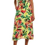 Julia Jordan Dress 12 Ruffle Bright Floral Midi Dress Yellow Green Pink Photo 0