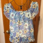Fortune + Ivy 🌸🌸🌸BOGOHO 🌸🌸🌸 Blue Floral Ruffle Blouse-Medium Photo 5