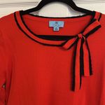 CeCe  Red/Coral Scoop neck Bow Detail Sweater with Black Trim M Photo 3