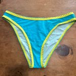 Cupshe Woman  Teal and Yellow Colorblock Cheeky Bikini Bottom Swimsuit Large Photo 3