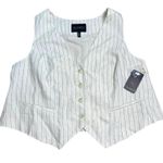 Eloquii NWT  Linen Womens Split Hem Suiting Vest In Pinstripe Ivory Sz 14 Large Photo 0