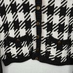 Vintage‎ Houndstooth Cardigan Sweater Womens XL Oversized Gold Buttons Old Money Black Size 16P Photo 2