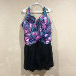 NWT Swimsuits for All floral tropical black crossed swim dress Size 28 Photo 1