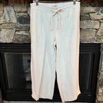 Per Se  Comfy Loose Linen Drawstring Waist Pants Womens Medium Light Khaki Photo 4