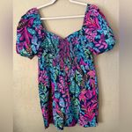 Lilly Pulitzer Dress Morena Short Sleeve Romper Aegean Navy Calypso Coast Sz 10 Photo 12