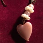 Long dangle heart earrings pink and white Photo 0