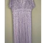 Mac Duggal NWT Sequined Butterfly Sleeve Flowy Gown in Lavender Size 14 Photo 3