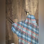 bcbg max azria y2k plaid dress spring boho 90s light blue classic designer Photo 3