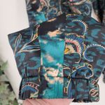 Johnny Was Twilight Paisley Charmeuse Silk Joggers Luxury Designer Artsy Size XL Photo 4