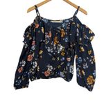 Liberty Love  Floral Ruffle Cold Shoulder Cropped‎ Top Size Lg Y2K Coquette Indie Photo 1