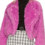 Free People  Lena Teddy jacket in Rose bud Barbie pink NWT Photo 0