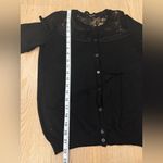 Black women’s lace cropped crewneck cardigan size small Photo 2