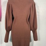 AVANTLOOK Bubble Sleeve Slim Knit Brown Sweater Dress Size Large NWT Photo 7