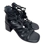 Steve Madden Strappy Sandals Size 8.5 Black Leather Cherri Open Toe Block Heel Photo 0