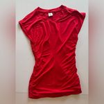 CAbi Women’s Short Sleeve Red Body-con Shirt Dress w/ Adjustable Sleeves Medium Photo 2