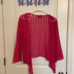 EUC Mirror Image women’s‎ bright pink crochet pattern drapey open front sweater Size L Photo 5