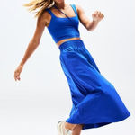 Athleta  M Midday Mid Rise Midi Poplin Skirt Varsity Blue Medium Photo 0