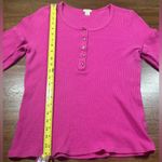 J.Crew  Women’s Size XL Pink Waffle-Knit Henley Top Photo 4