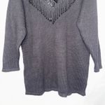 Kathie Lee Collection Vintage Beaded Sequin Goth Kathie Lee V Neck Long Sleeve Scalloped Sweater Tunic Photo 4