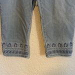 Chico's  14P So Slimming Girlfriend Slim Crop‎ Capri Light Wash Embroidered Jeans Photo 3