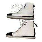 Stuart Weitzman  zipit leather hightop sneaker 9M White‎ Black Photo 11