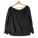 ZARA  Black Off the Shoulder Button Cuff Long Sleeve Blouse M Photo 1