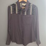 Urban Outfitters UO staring at stars gray button down top Photo 4