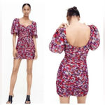 ZARA  Blogger Favorite Floral Puff Sleeve Ruched Mini Dress Photo 3