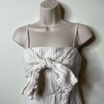 Shona joy White Sleeveless Linen Bow Front Stripe Mini Dress Size 2 Photo 6
