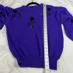 Vintage Purple Black 3D Rose Appliqué Bead Stem Sweater Sz Small Photo 4