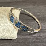 Vintage Taxco Mexico Sterling Silver Mother of Pearl Inlay Hinged Cuff Bracelet Photo 1