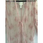 Everleigh Sheer Pink Coral Lace W/ Butterflies Kimono Duster Swim Coverup Sz L Size L Photo 2