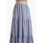 J.Crew POINT SUR Tiered Maxi in Braga Vintage Peri Royal Blockprint Dress Photo 0