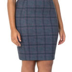 Liverpool NWT  Blue Plaid Print Stretch Pencil Skirt‎ Size 6P Photo 0