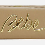 Bebe Gianna Zip Around Wristlet in Tan Pebbled Vegan Saffiano 4” x 7.5” x 1.5” Photo 0