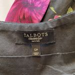 Talbots  Floral Skirt Black Pink Purple Cotton Pleated Lined Back Zip‎ Size 12P Photo 1