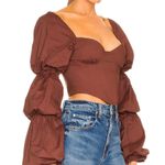 Majorelle Regency Corset Top Brown XS Bustier Pirate Puff Sleeves Crop $128 NEW Photo 1