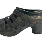 Dansko Rare NIGELLA Black Leather Strappy Flower Sandal Mule Heel 40 women 9.5 Photo 1